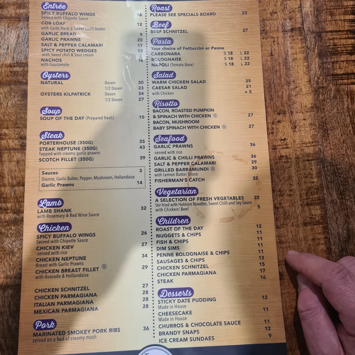 Menu, The Victoria Hotel Horsham