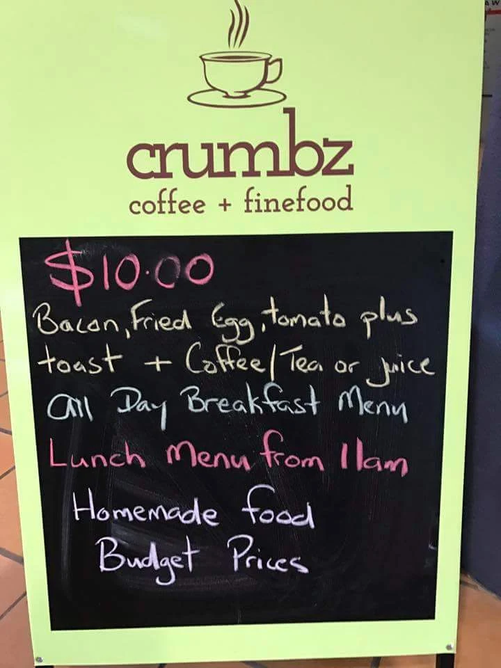 Menu, Crumbz at Centrepoint
