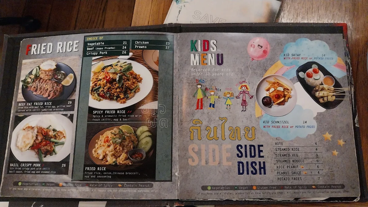 Menu, Kinn Thai Canberra