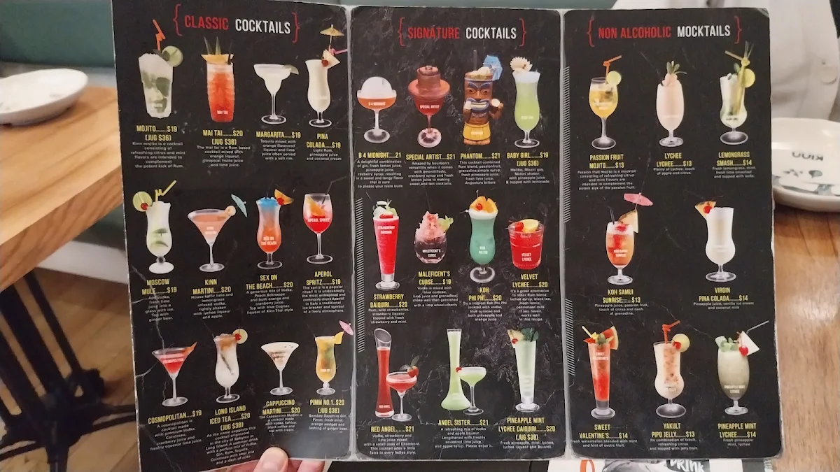 Menu, Kinn Thai Canberra
