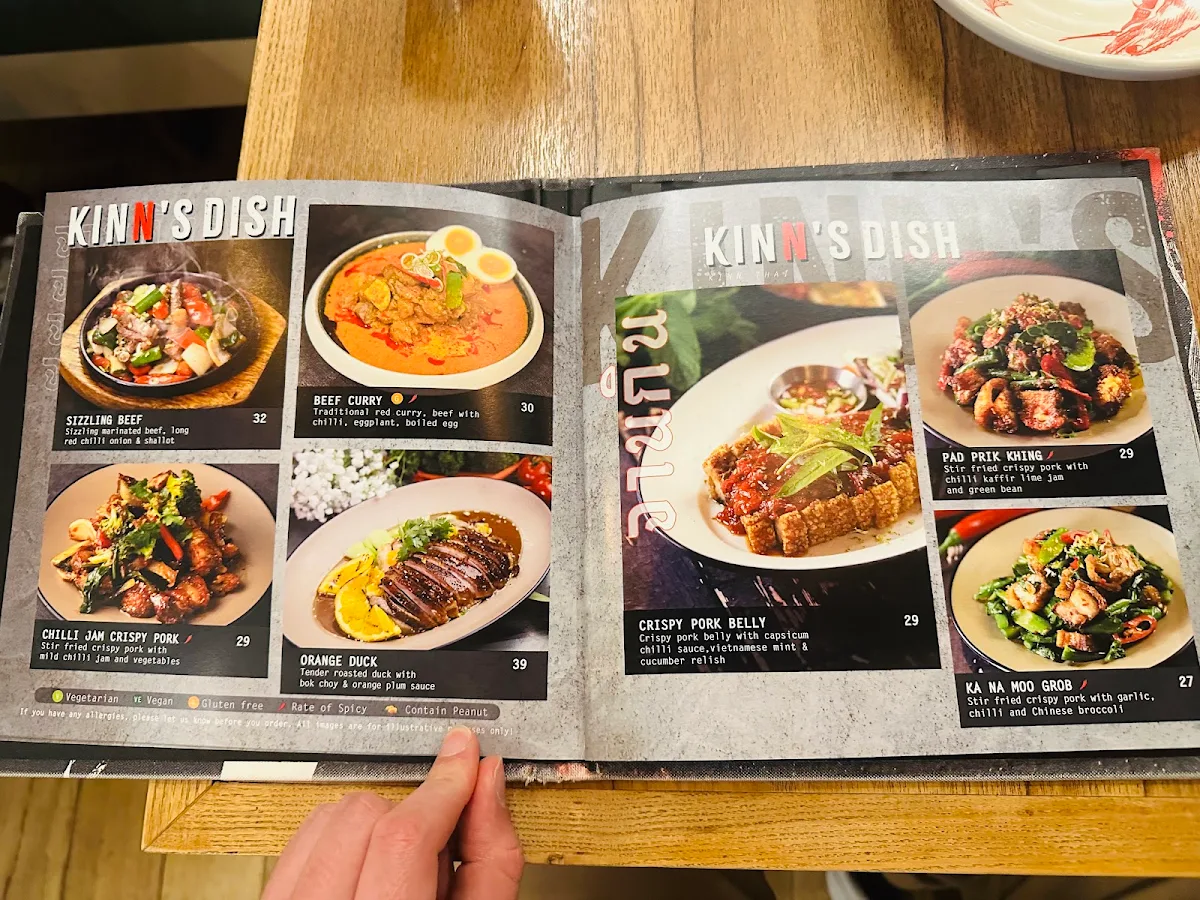 Menu, Kinn Thai Canberra