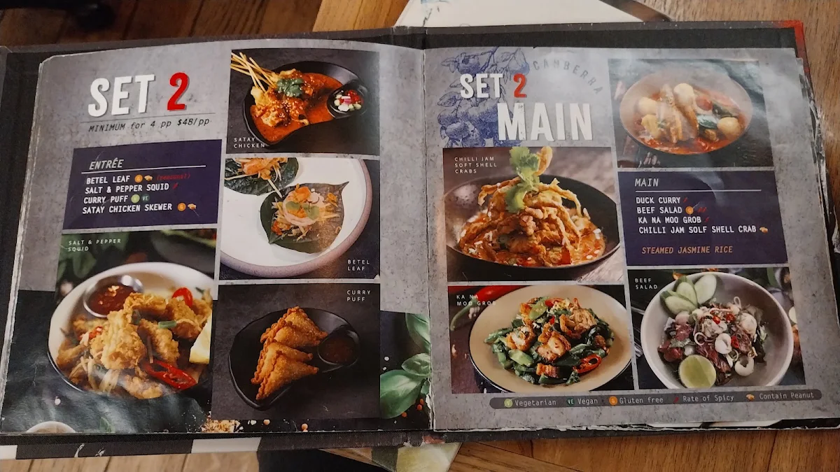 Menu, Kinn Thai Canberra