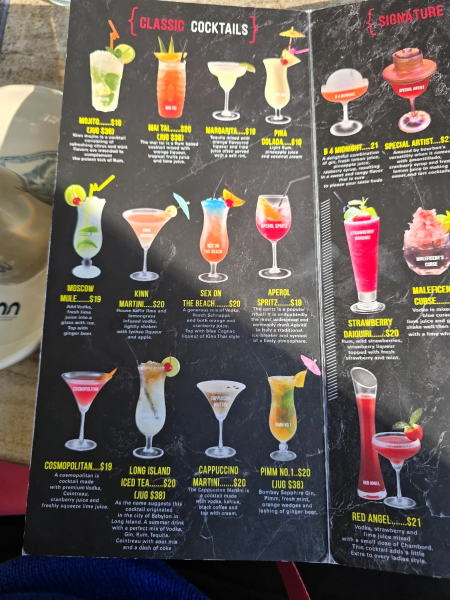 Menu, Kinn Thai Canberra