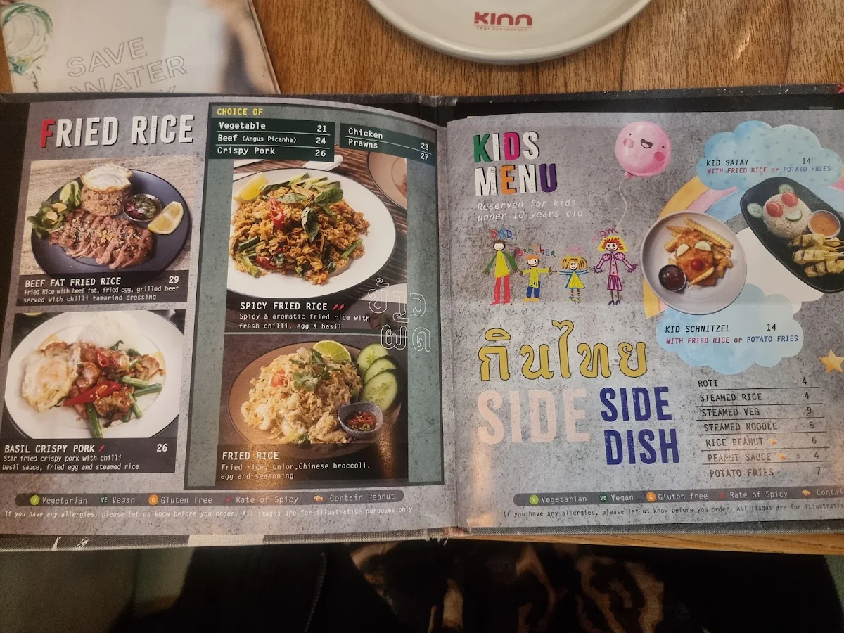 Menu, Kinn Thai Canberra