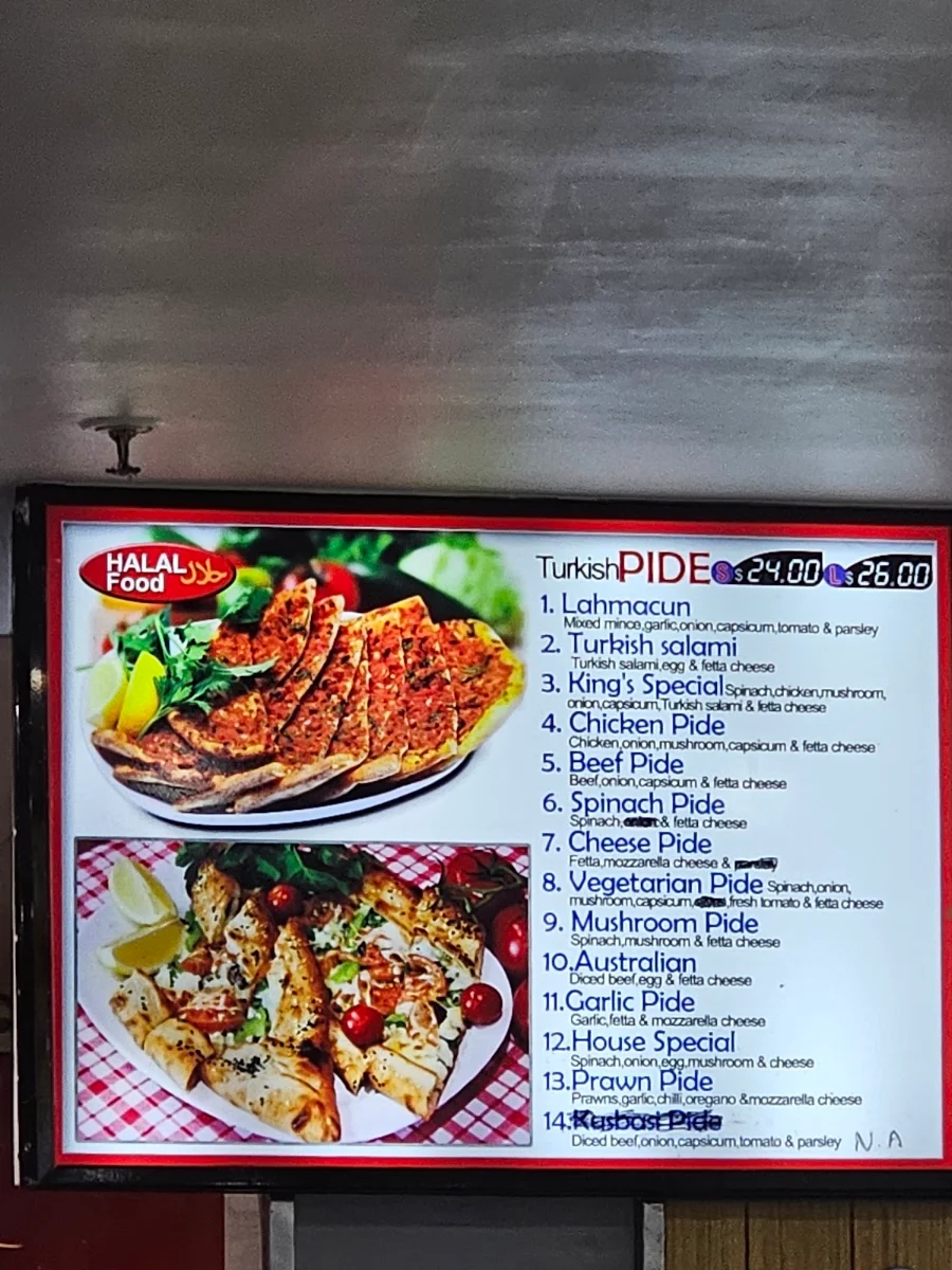 Menu, King Kebab House