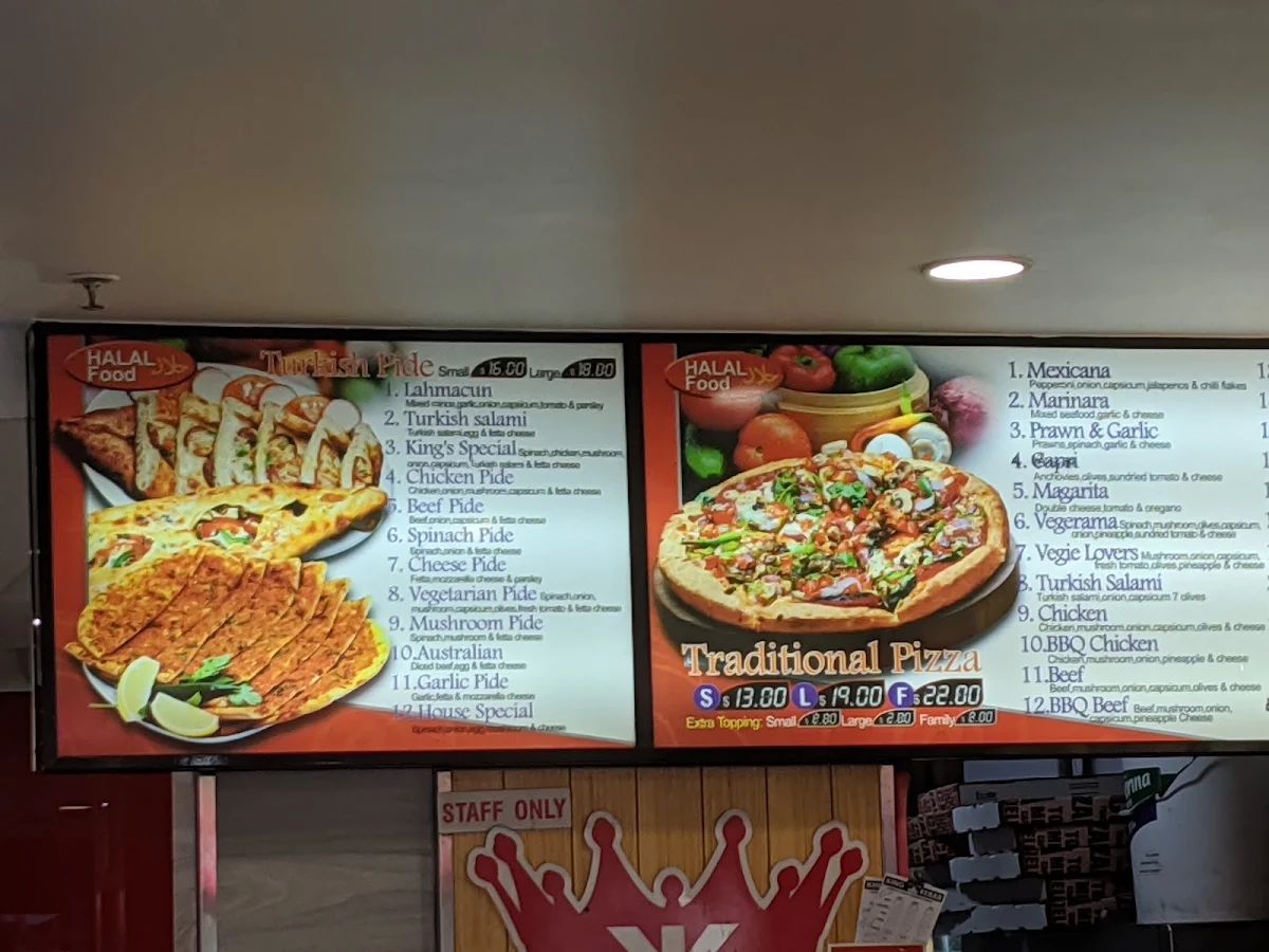 Menu, King Kebab House