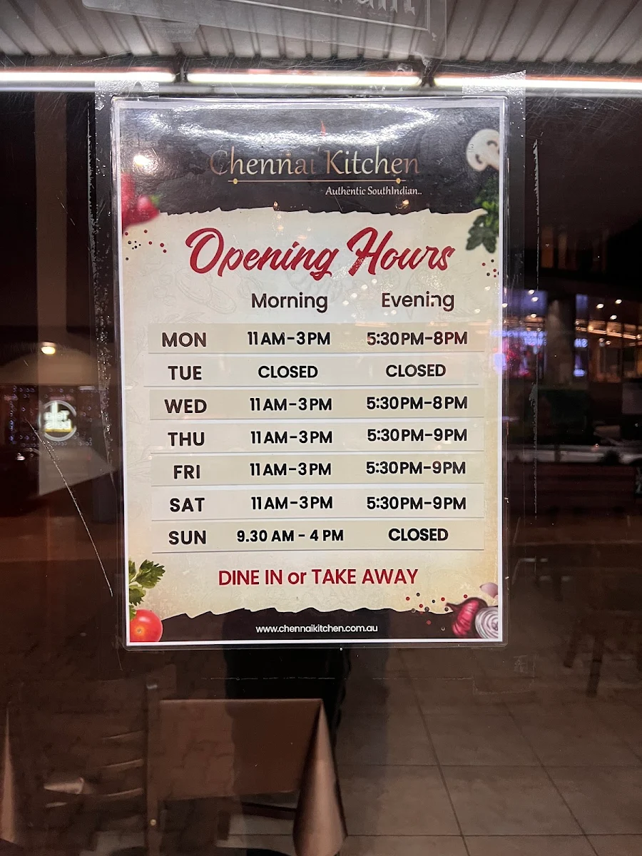 Menu, Chennai Kitchen - South Indian Restaurant