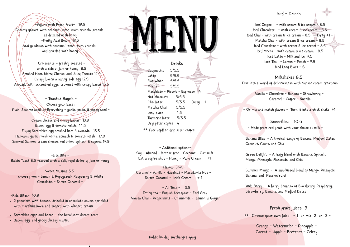 Menu, Pete & Paulz Breakfast Bar