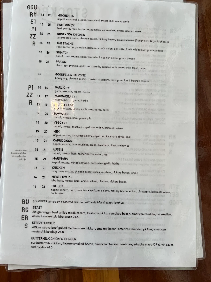 Menu, Grass Valley