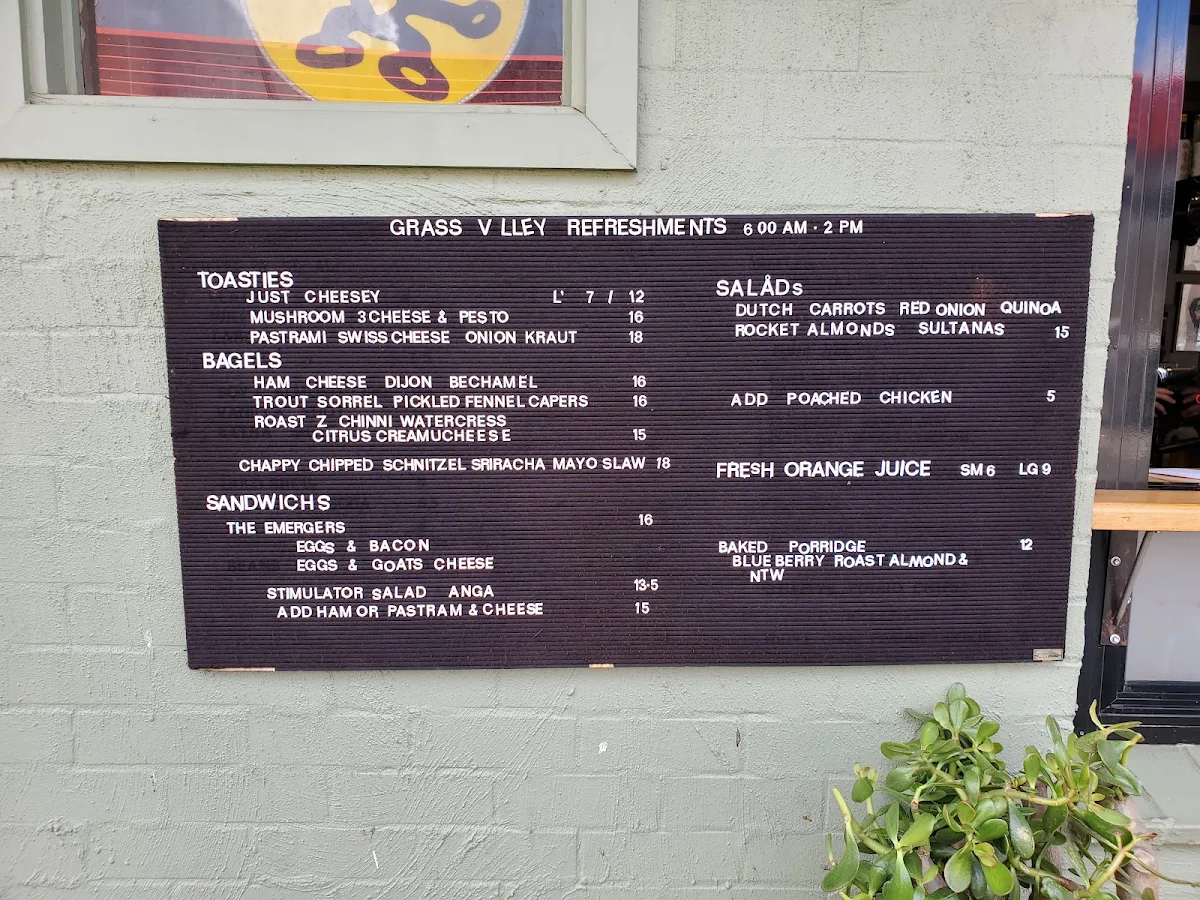 Menu, Grass Valley
