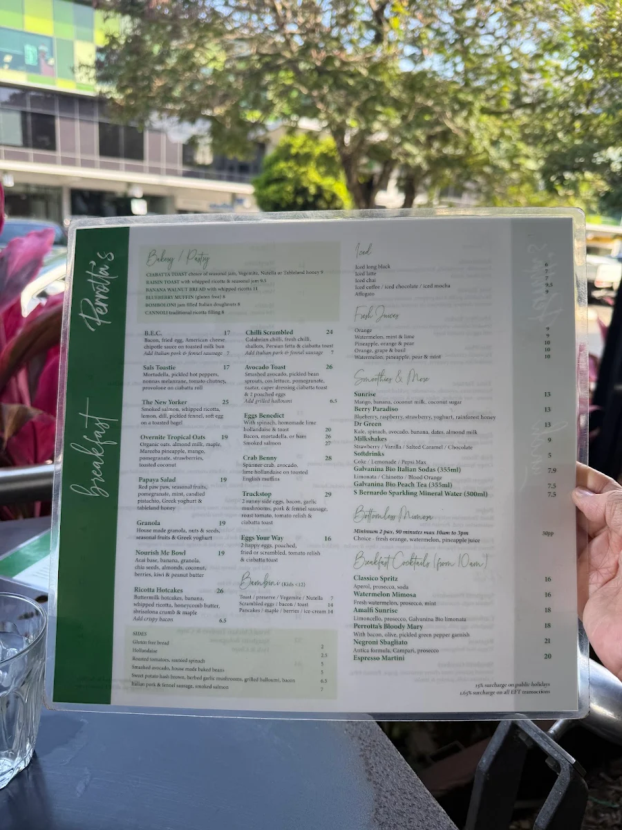 Menu, Perrotta's at the Gallery