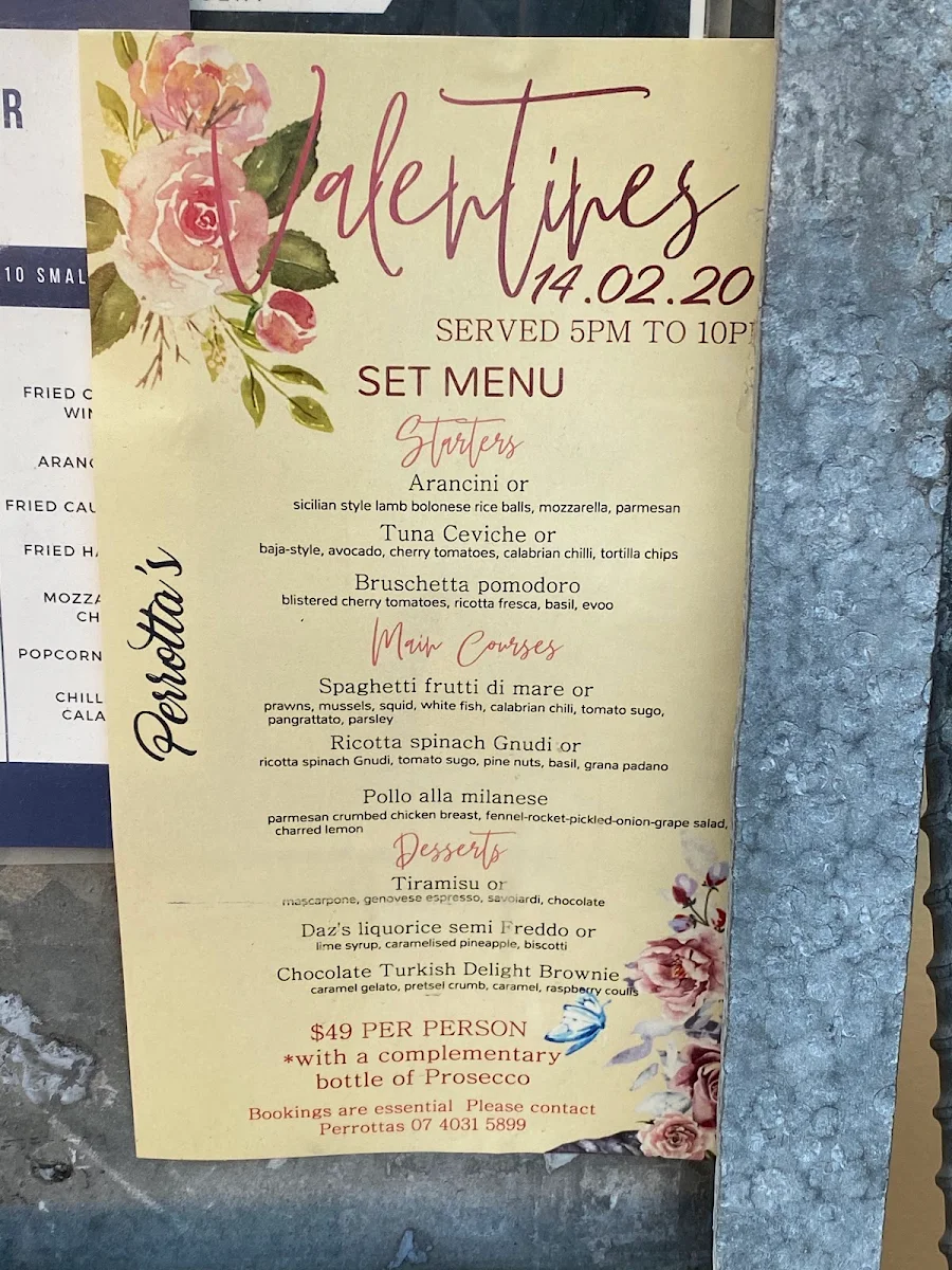 Menu, Perrotta's at the Gallery