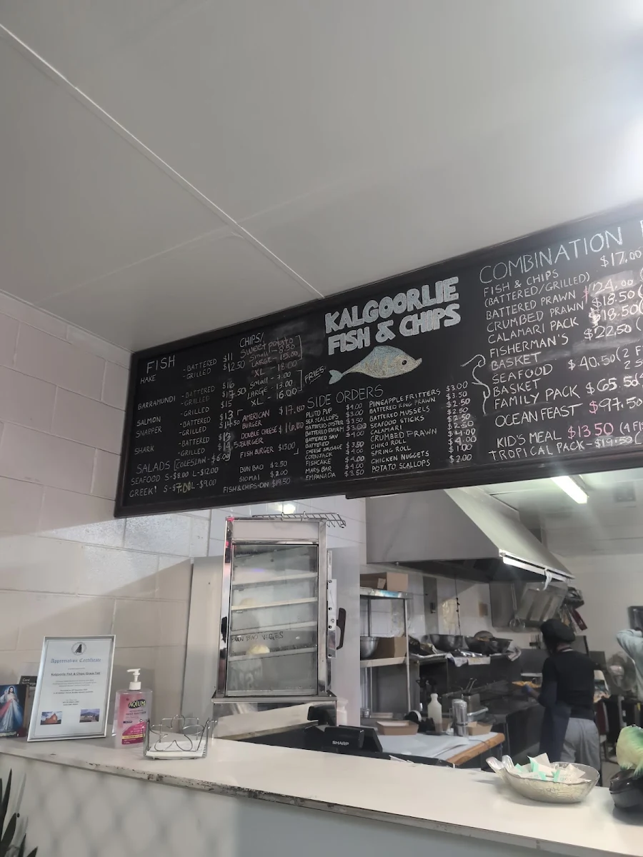 Menu, Kalgoorlie Fish & Chips