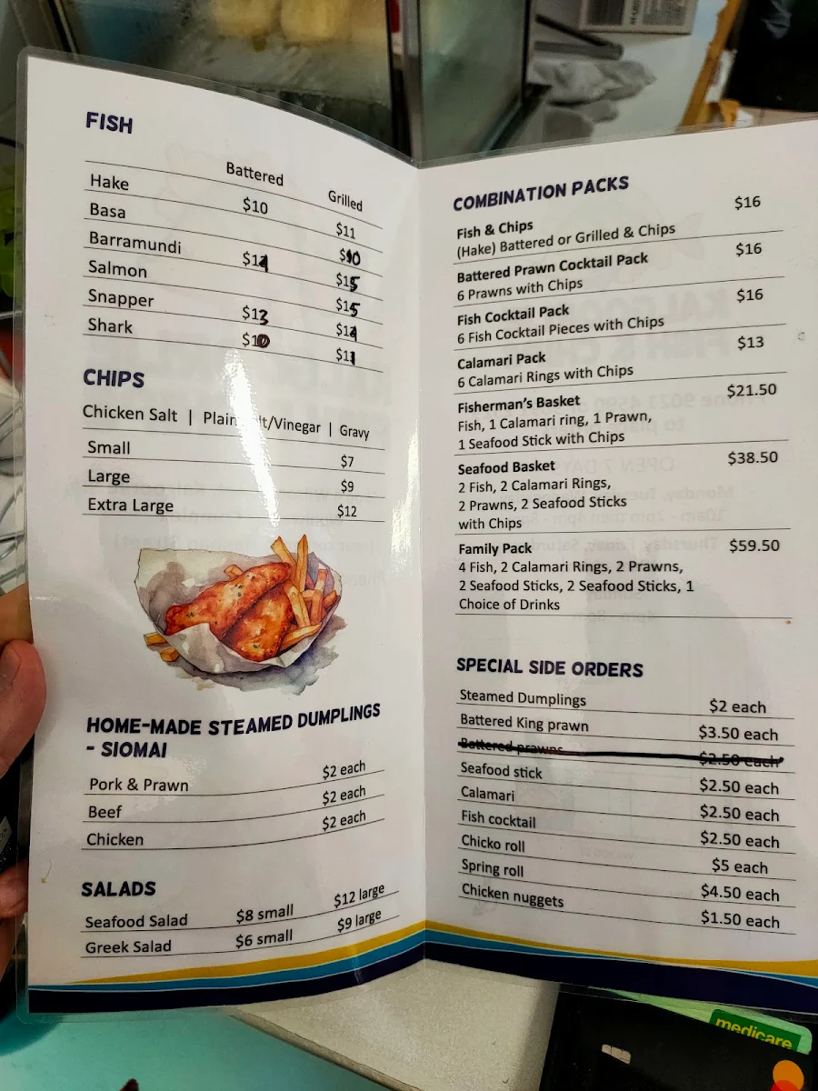 Menu, Kalgoorlie Fish & Chips