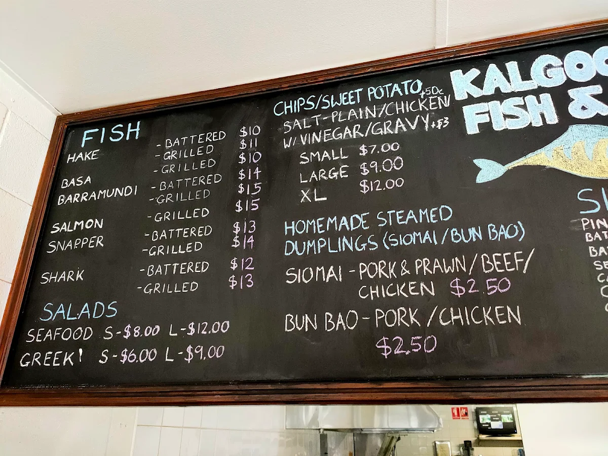 Menu, Kalgoorlie Fish & Chips
