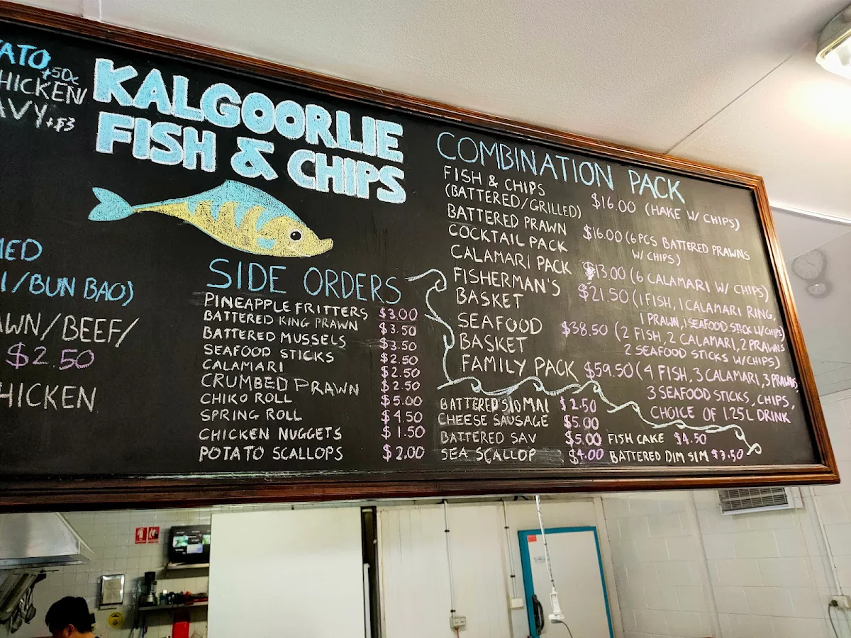 Menu, Kalgoorlie Fish & Chips