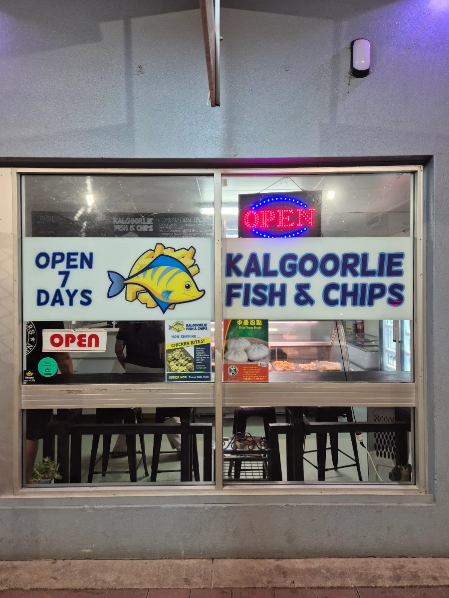 Menu, Kalgoorlie Fish & Chips