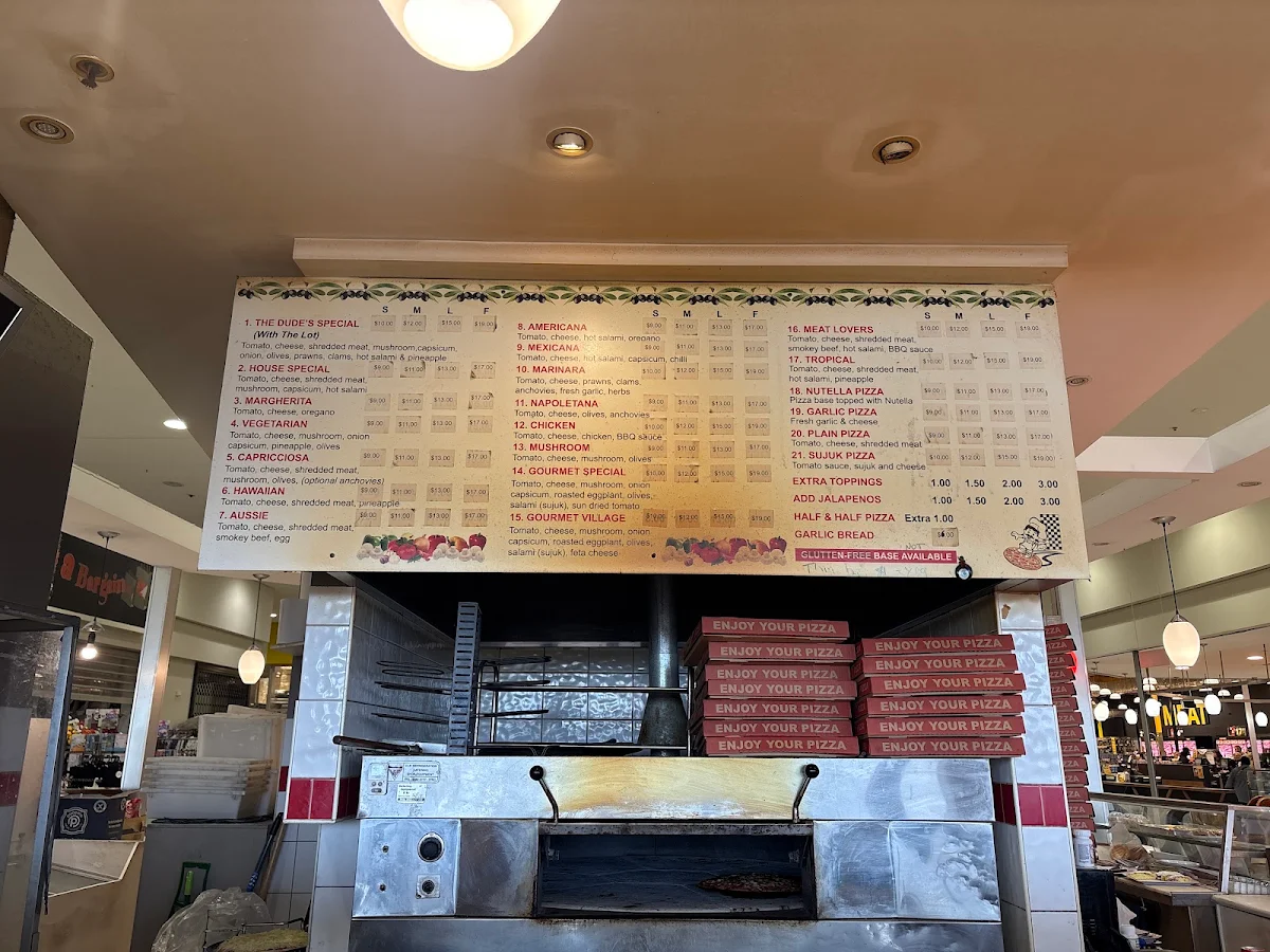 Menu, Pizza Dude