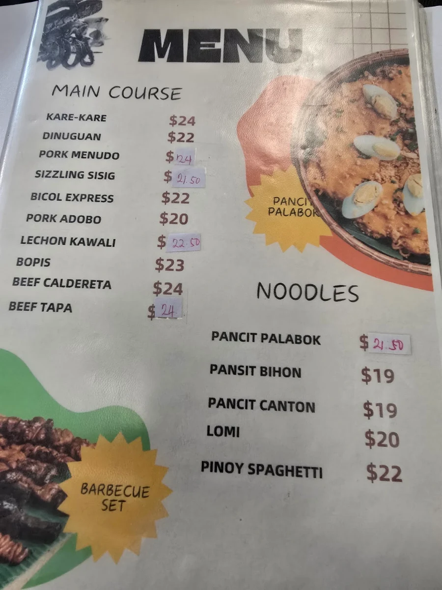 Menu, Gotiangco Fish and Chips and Resto