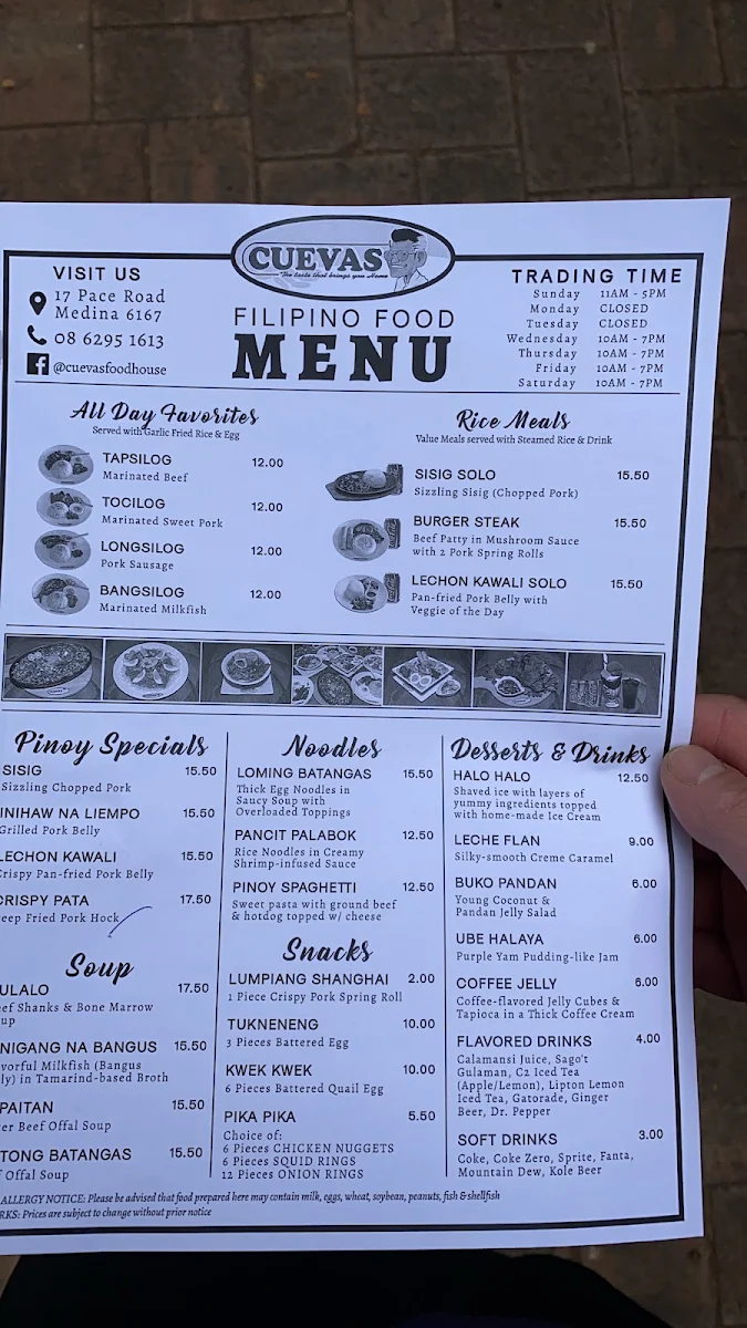 Menu, Gotiangco Fish and Chips and Resto