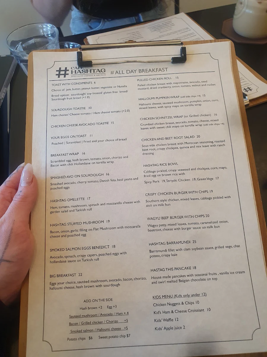 Menu, Cafe Hashtag Wollongong