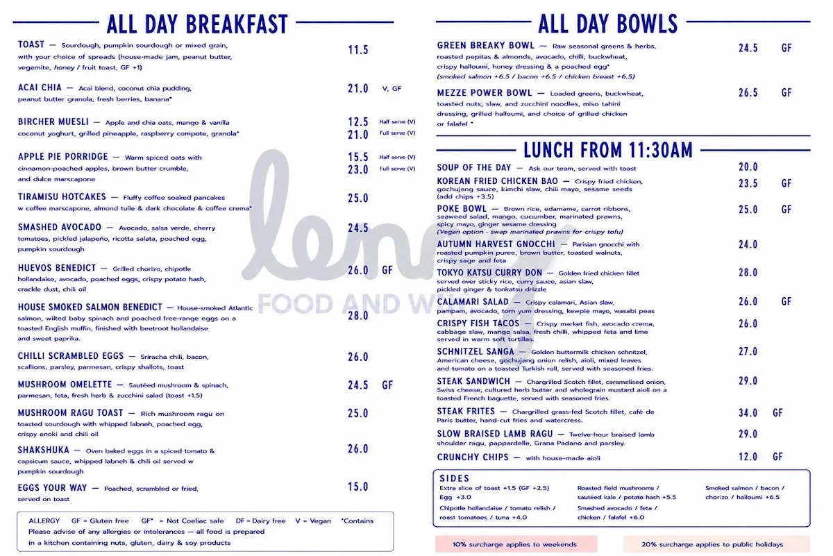 Menu, Lenny 3206
