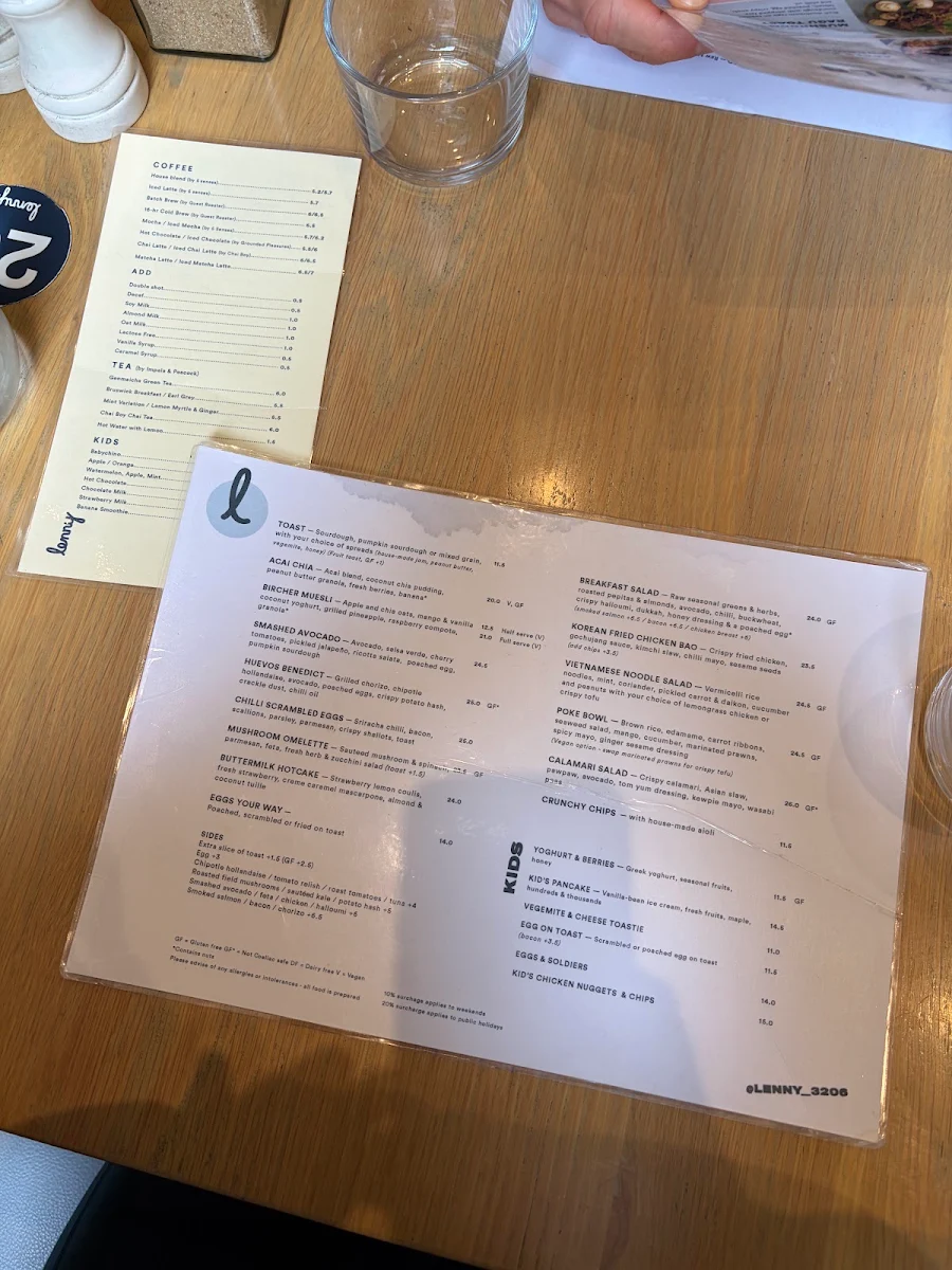 Menu, Lenny 3206