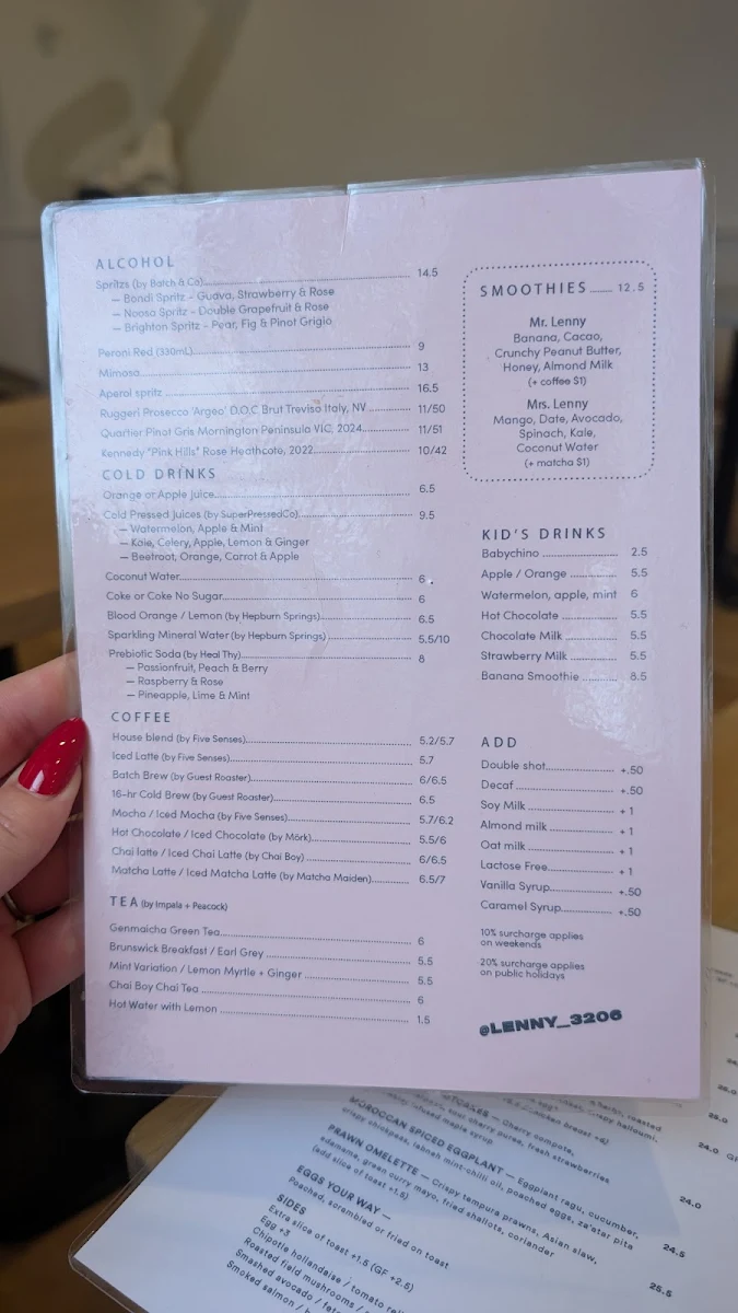 Menu, Lenny 3206