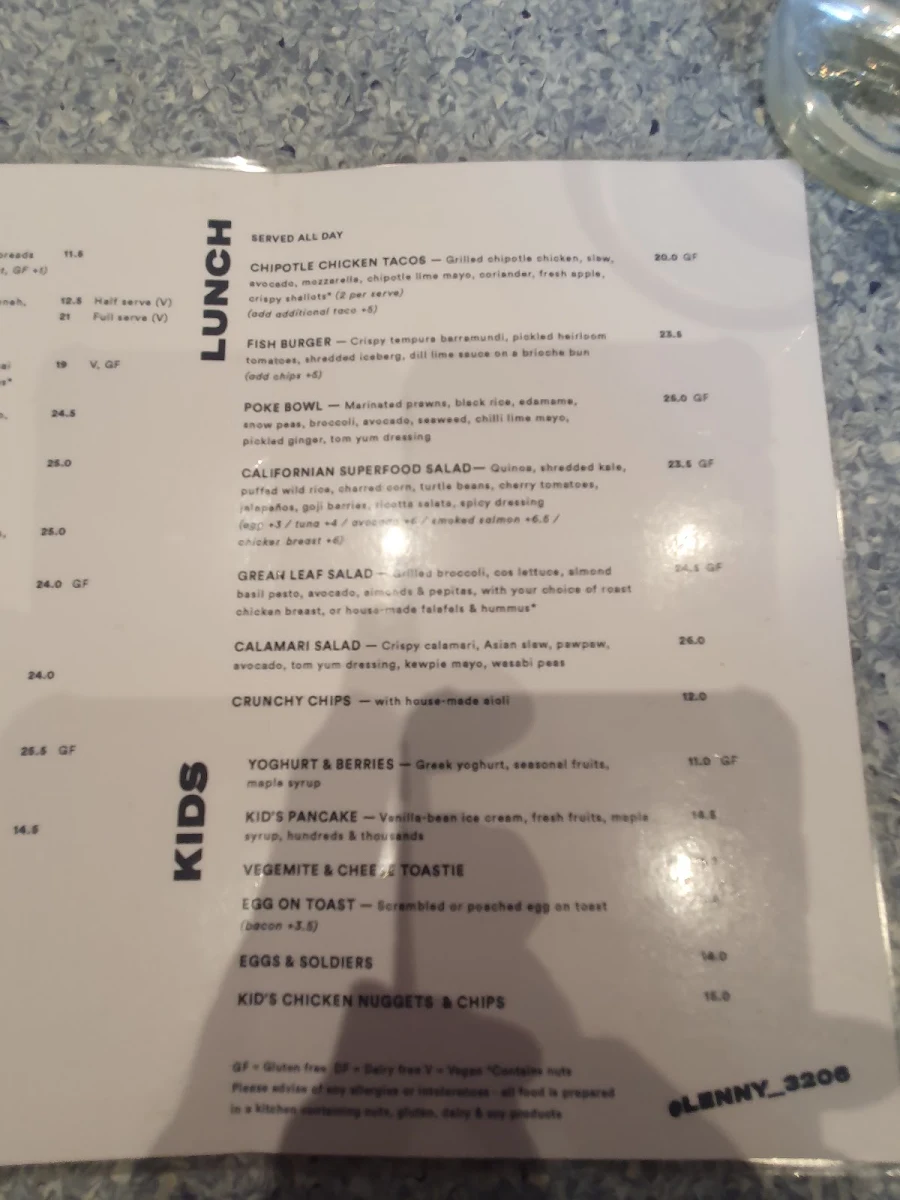 Menu, Lenny 3206
