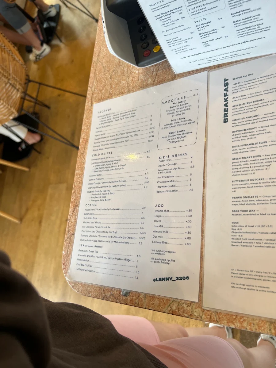 Menu, Lenny 3206