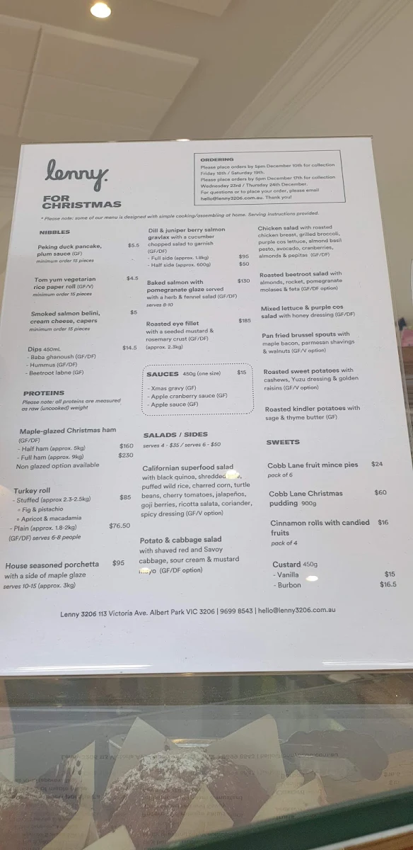 Menu, Lenny 3206
