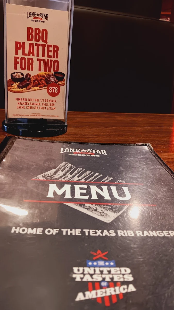 Menu, Lone Star Rib House & Brews North Adelaide