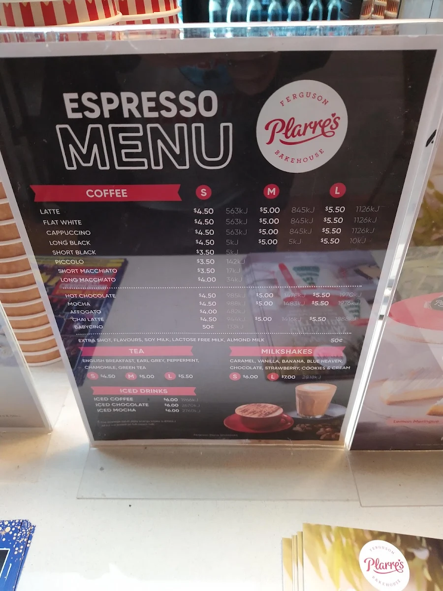 Menu, Ferguson Plarre's Bakehouse - Whittlesea