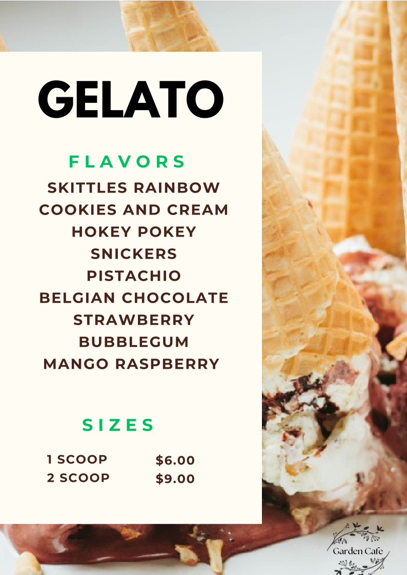 Menu, Garden Cafe Olinda