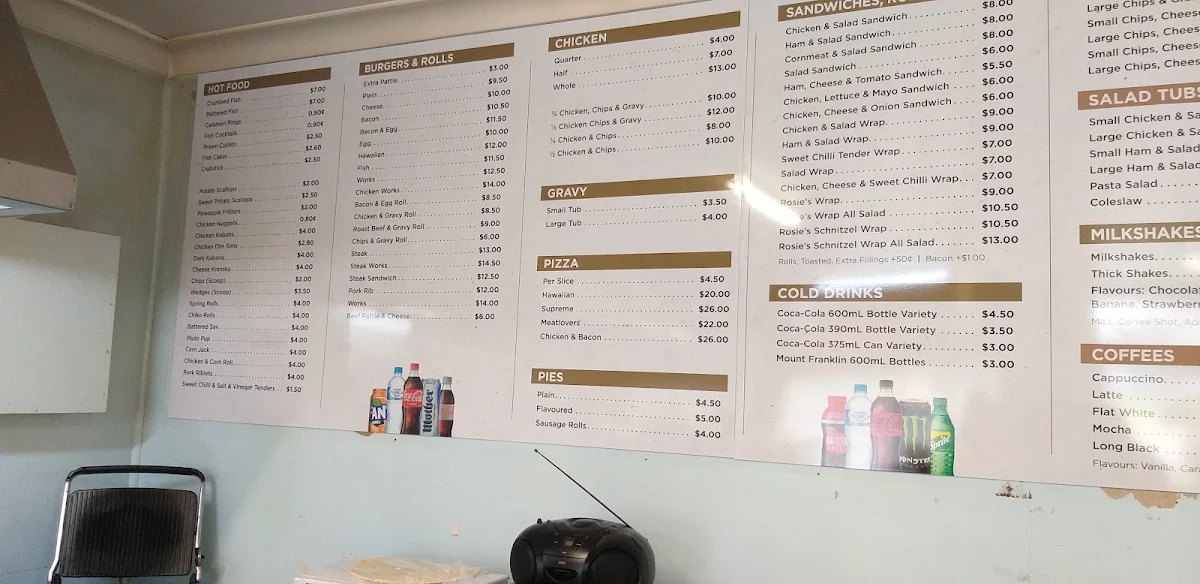 Menu, Albion Store Inverell