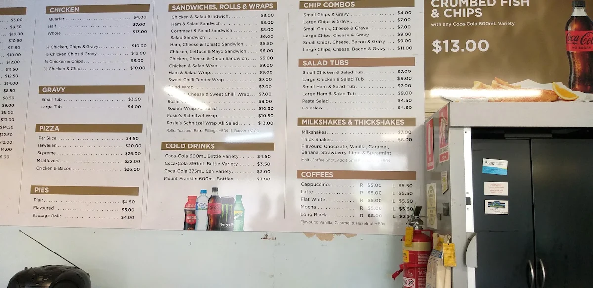 Menu, Albion Store Inverell