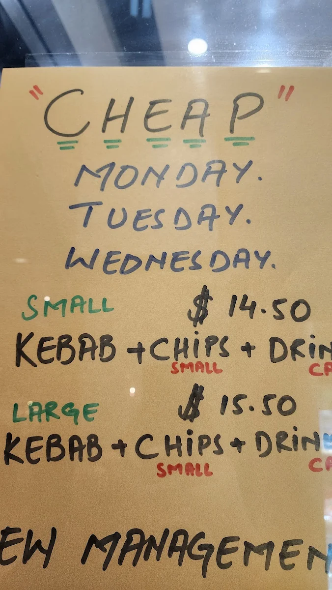 Menu, RedBank kebab and Pizza Shop