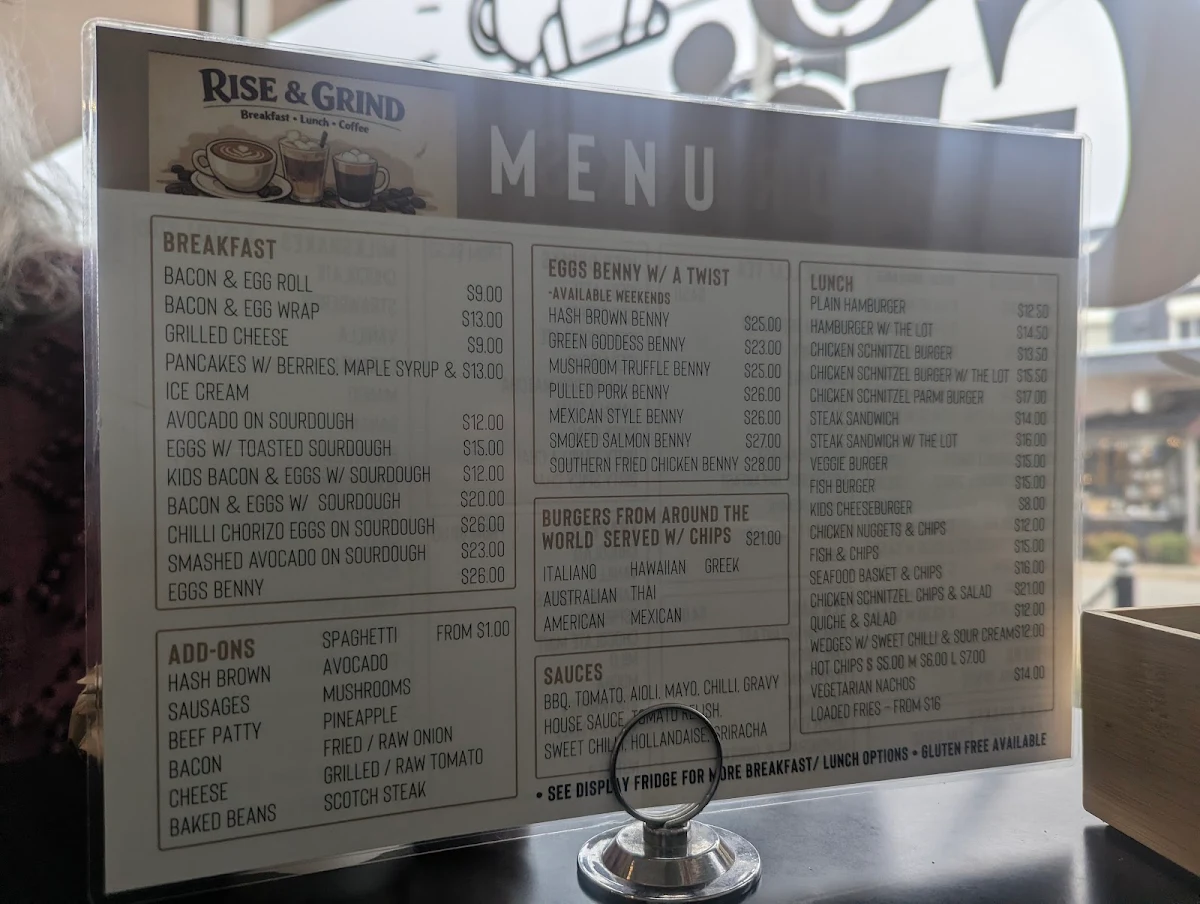 Menu, Rise & Grind Coffee Shop