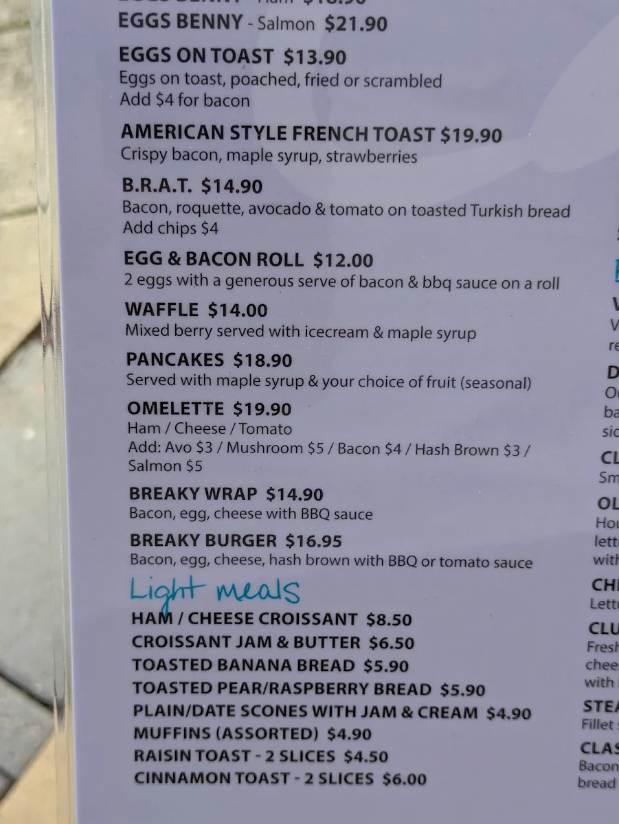 Menu, Cafe 8