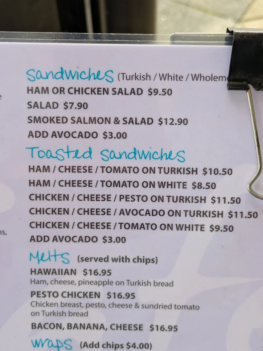 Menu, Cafe 8