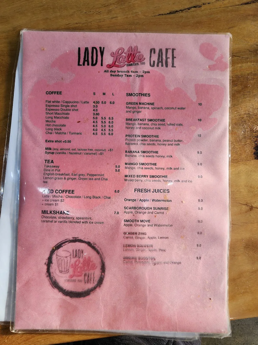 Menu, Lady Latte