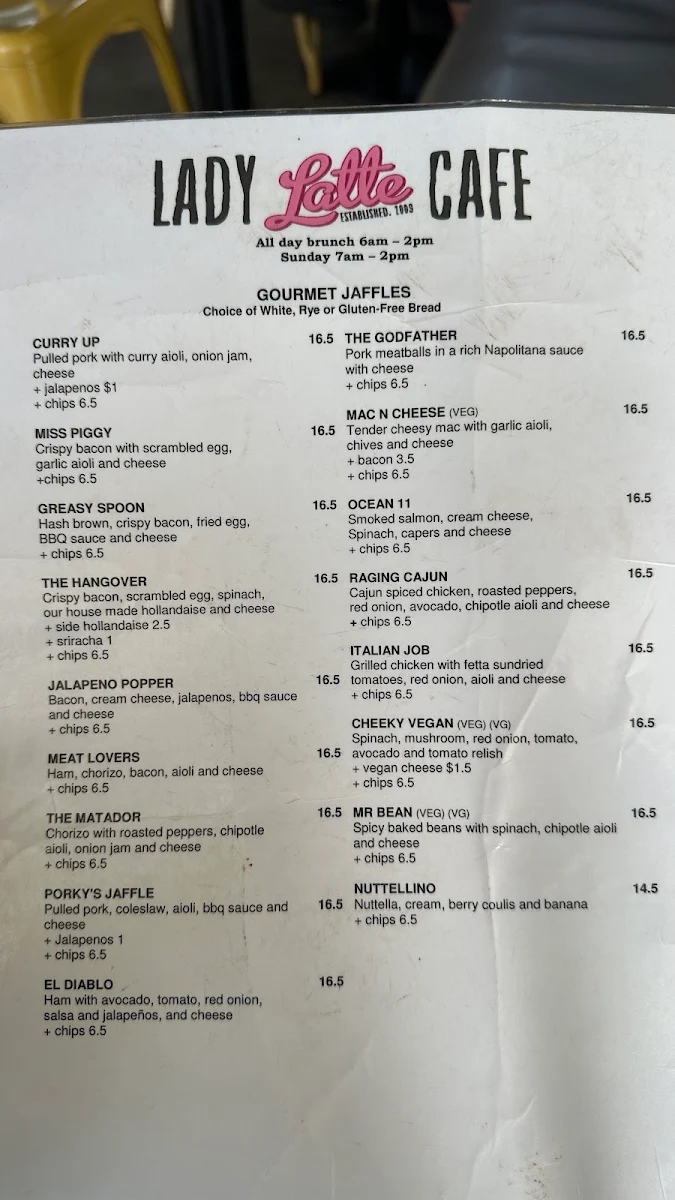 Menu, Lady Latte