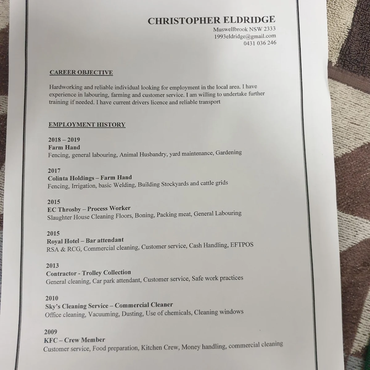 Menu, Cattle Dog Cafe & Florist