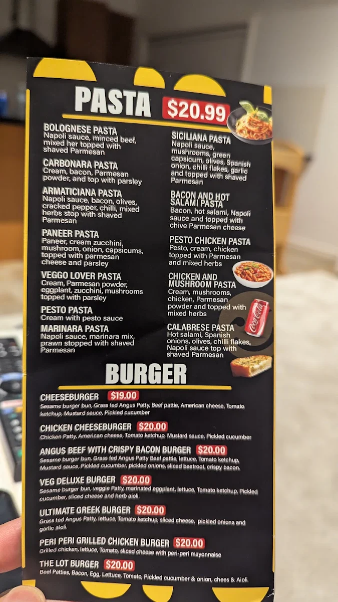 Menu, Binny'z Pizza & Cafe