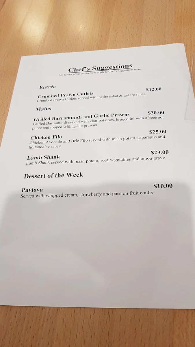 Menu, Wynnum Tavern