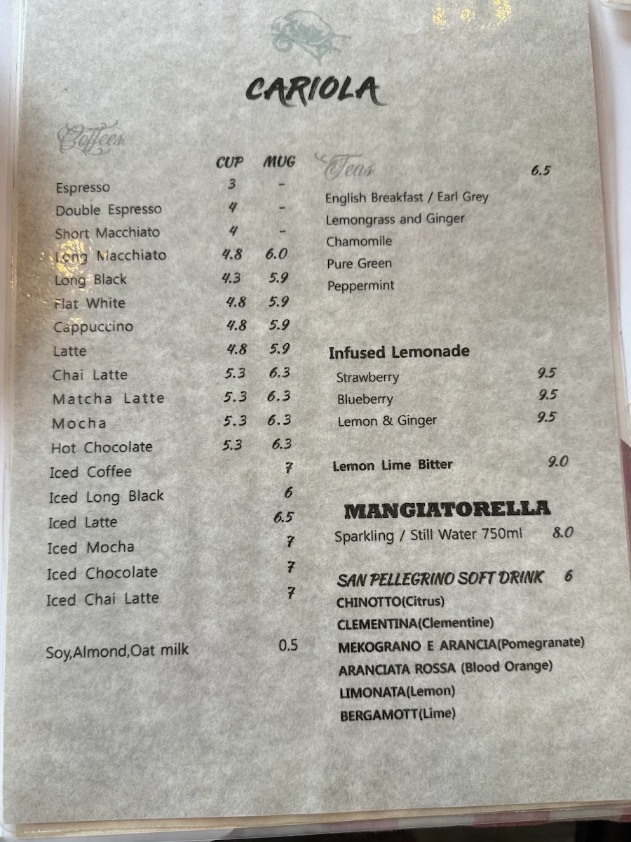 Menu, Cariola