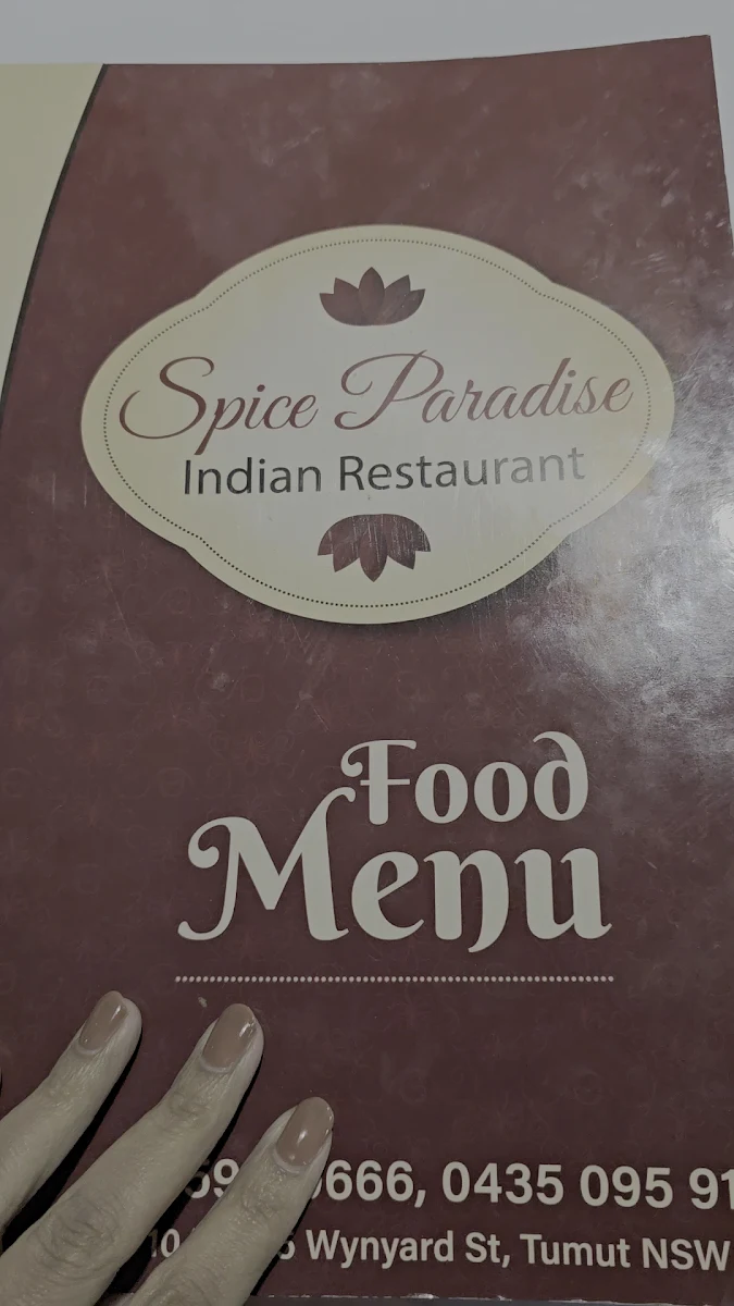Menu, Spice Paradise Indian Restaurant