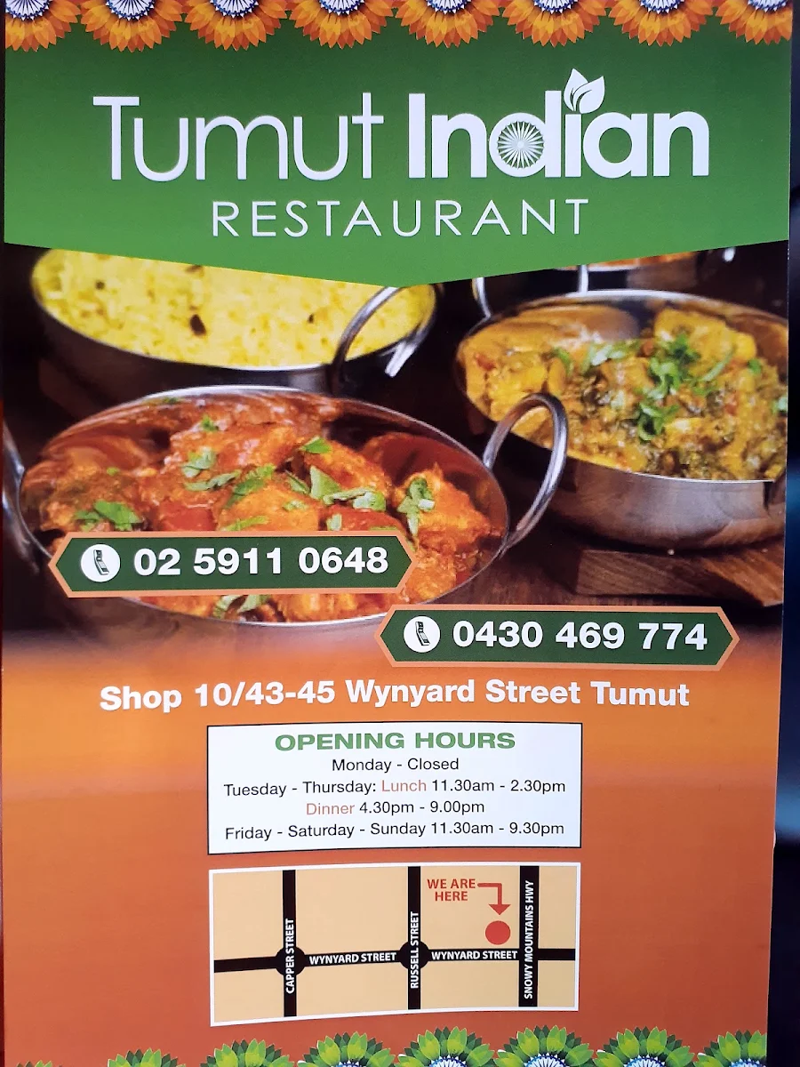 Menu, Spice Paradise Indian Restaurant