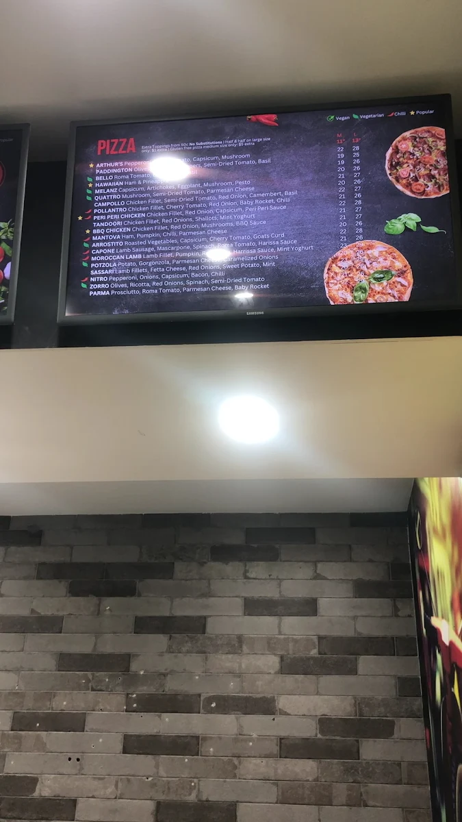Menu, Arthur's Pizza Glebe