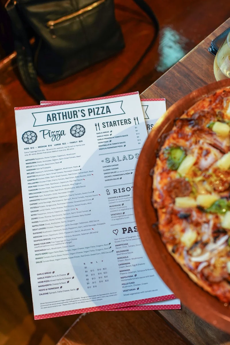 Menu, Arthur's Pizza Glebe